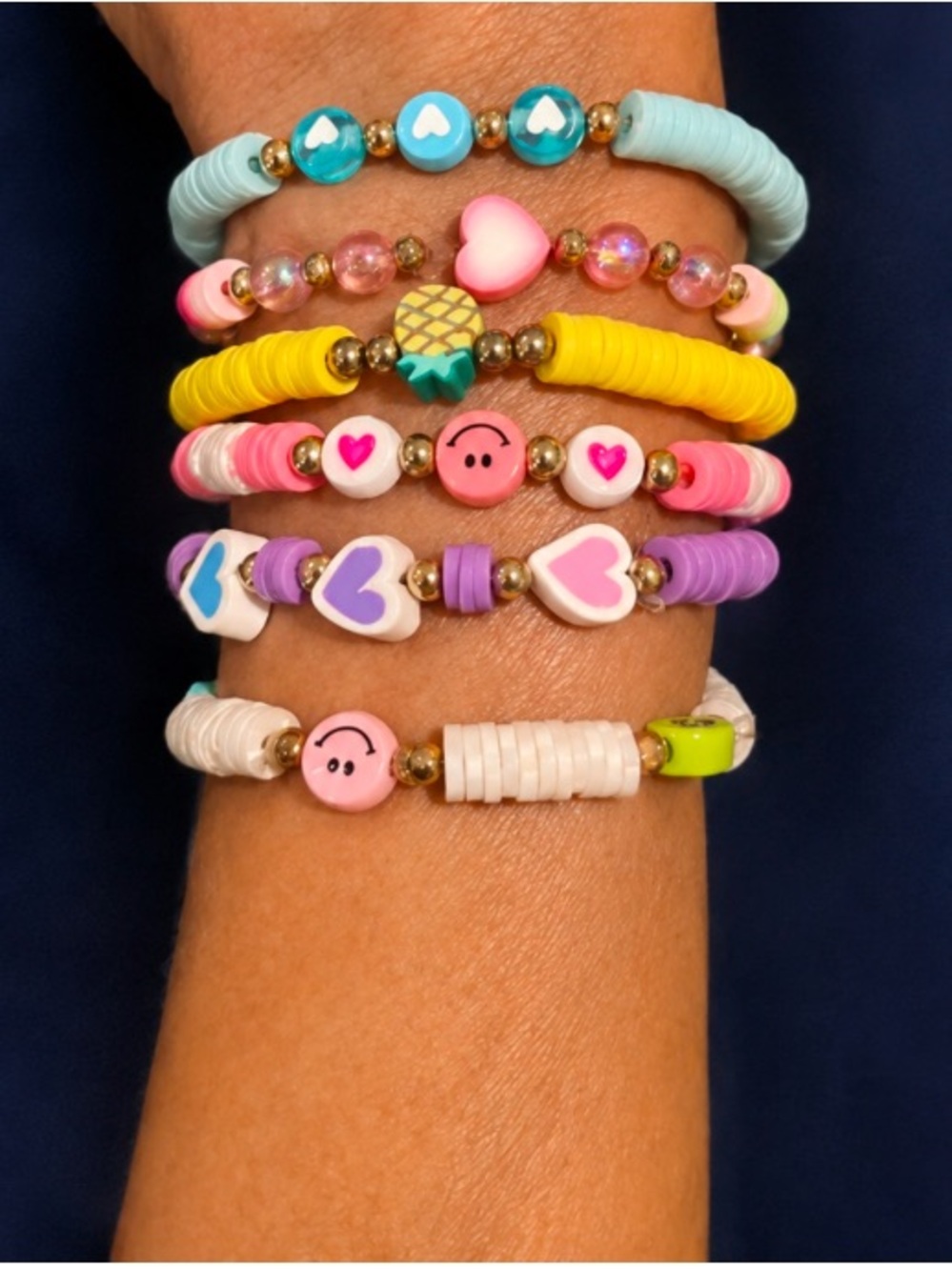 13-Piece Cute Kids Stretch Charm Bracelet Set - Pastel Multicolor